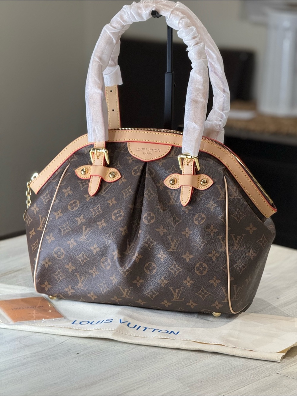 Source Unknown Brown Louis Vuitton Monogram Satchel with Tan Trim